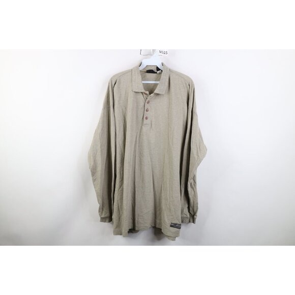 Vintage 90s Patagonia Mens XL Faded Spell Out Long Sleeve Rugby Polo Shirt Beige